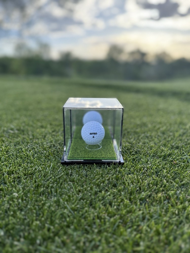 Golf Ball Display Case with Turf Base - Custom Golf Display Box