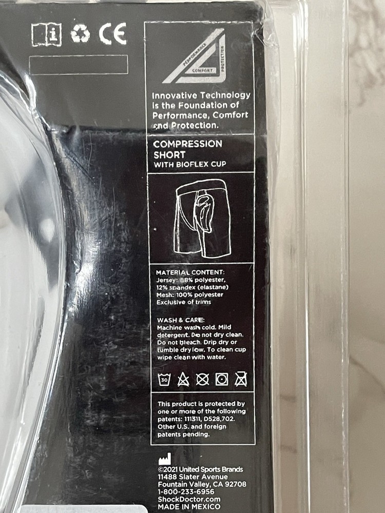 Shock Doctor Core Compression Short w/ Bioflex Cup Mens Small White New
