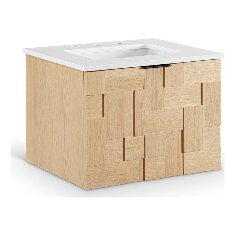 Pemberly Row 24" Natural Engineered Stone Wall Mounted Bathroom Vanity
