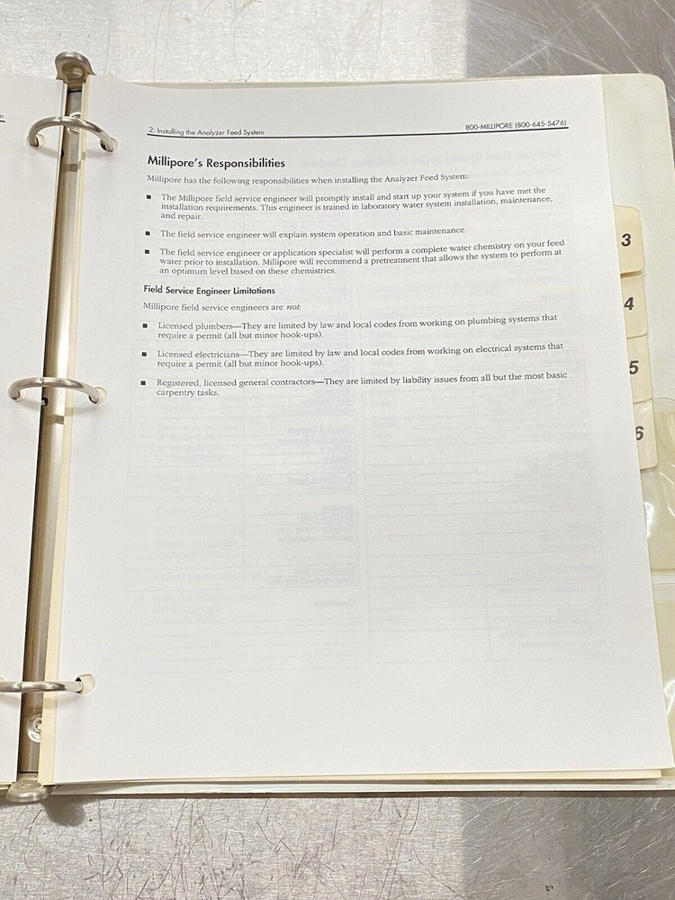 Millipore AFS 300 Analyzer Feed System With VHS - Users Guide / Manual