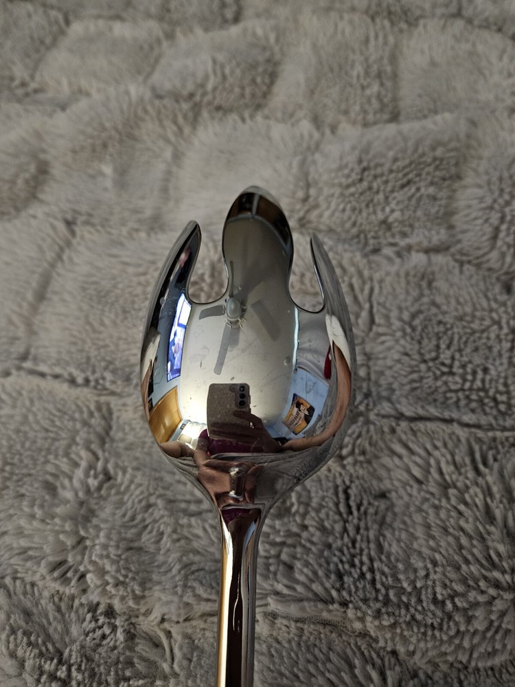 Italian Murano Glass Salad Fork White with multicolor dots kitchen dining room