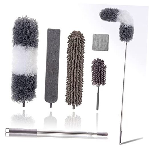 Microfiber Duster Kit for High Ceiling Microfiber Duster 6 Kit Grey & White