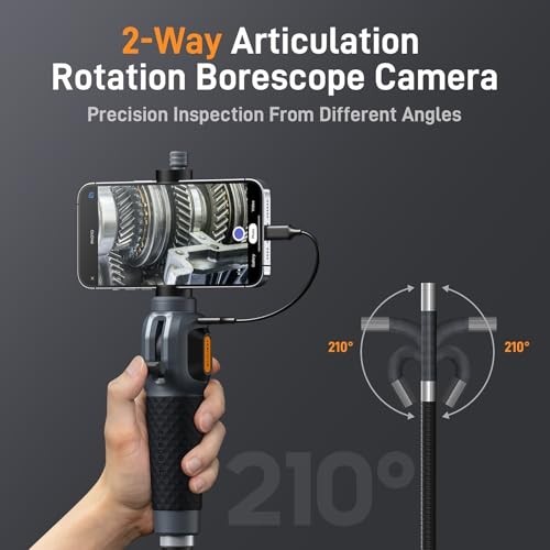 Two-Way Articulating Borescope USB-C Endoscope Inspection Camera, 5FT Probe, Fle