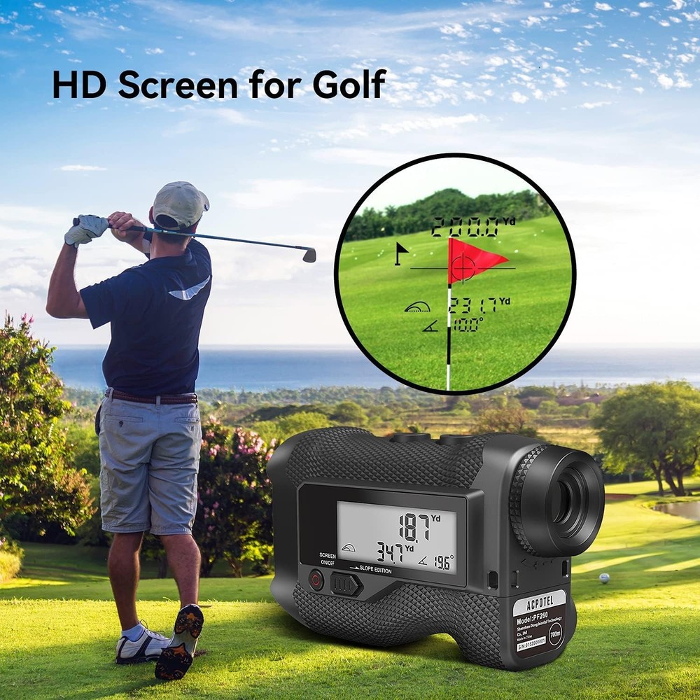 ACPOTEL Golf Range Finder with Slope Switch - 750yd External Screen Black