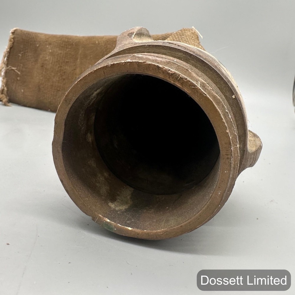 Vintage 2-1/2" Fire Hose with 2-1/2" Brass Threaded Coupling Industrial Fitting