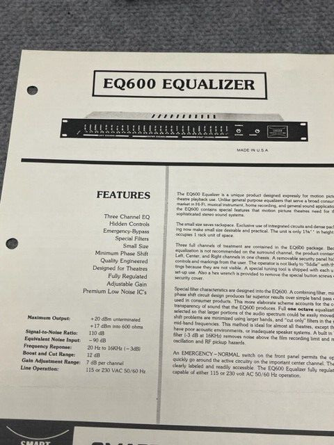 SMART THEATER SYSTEMS Electronic Crossover