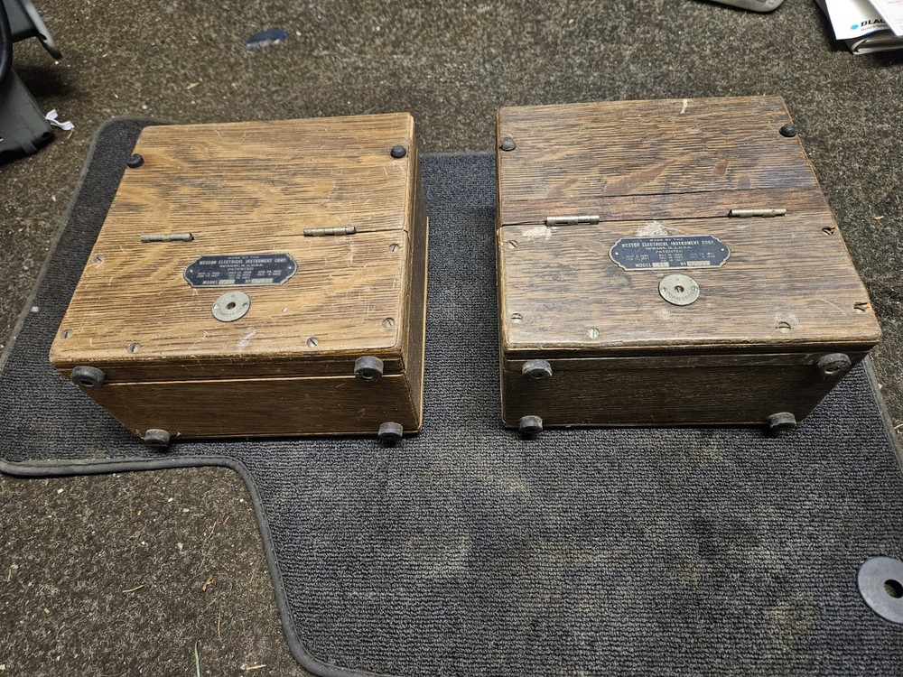 2 X ANTIQUE ELECTRICAL INSTRUMENT VOLTMETER AMMETER WESTON ELECTRONICS