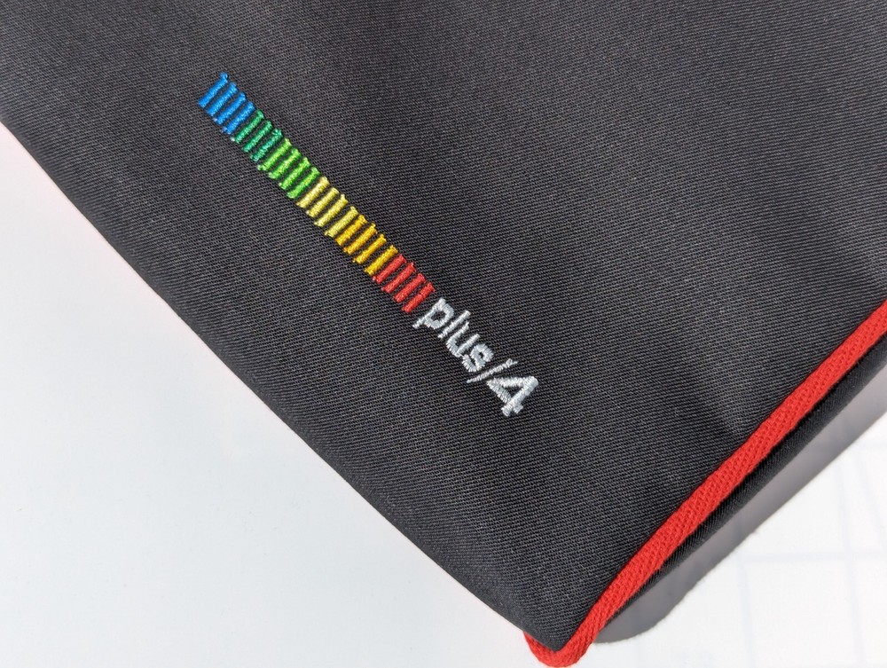 Dust cover compatible  with COMMODORE PLUS/4 -grey- embroidered