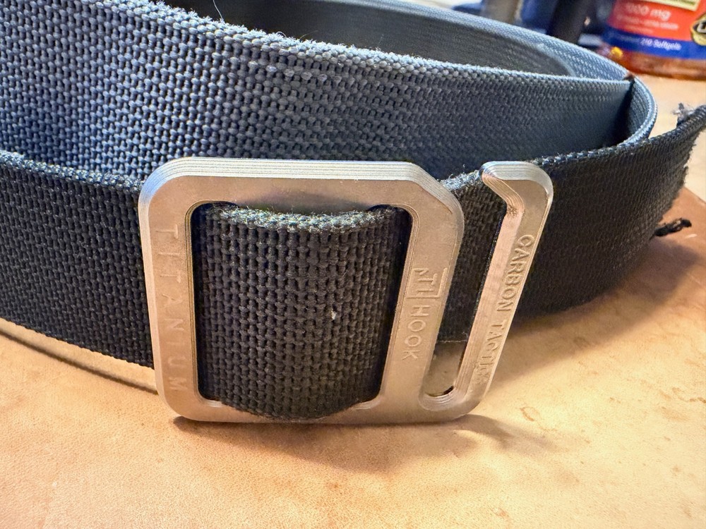 Titanium Ti Hook Elements EDC Belt single layer black webbing Carbon Tactics