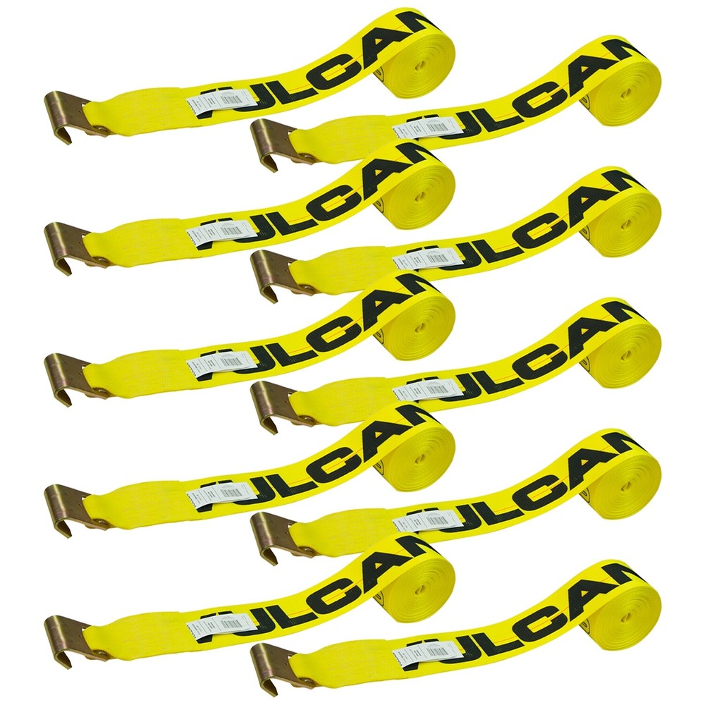 VULCAN Winch Strap - Flat Hook - 4" x 27', 10 Pack - 5000 lbs SWL