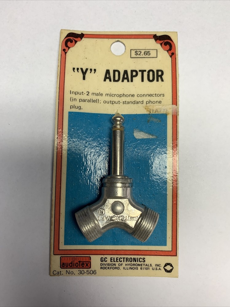 Vintage SWITCHCRAFT Y Adaptor 2x Microphone In Parallel > Standard Phone Jack