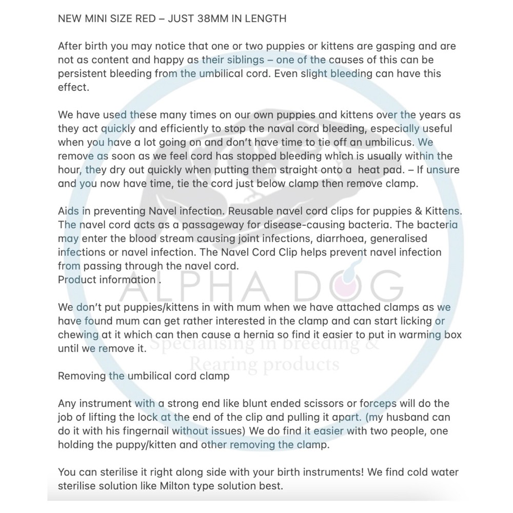 Abnoba's Mini Basic Puppy Whelping Kit Sterile Forceps Cord Scissors Mini Clamp