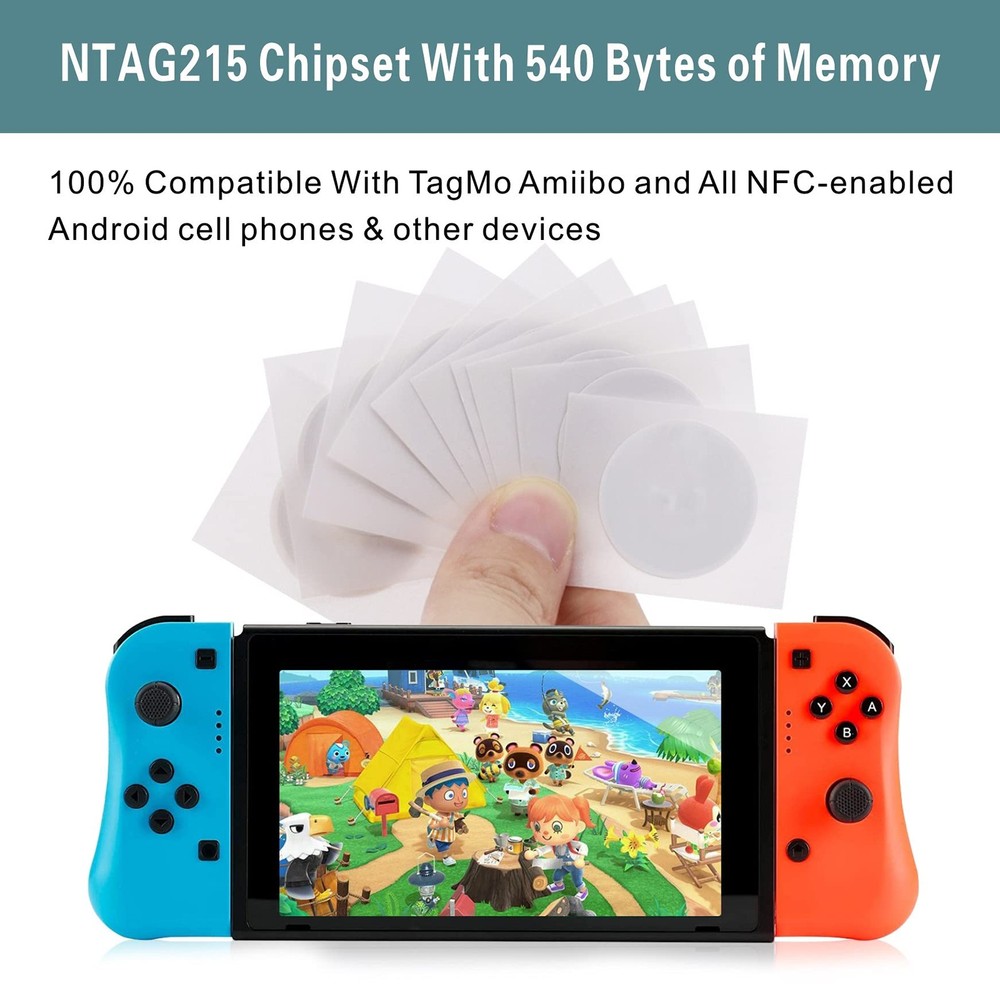 100pcs NFC Stickers NFC Tags Fully Programmable NTAG215 Sticker Rewritable NF...