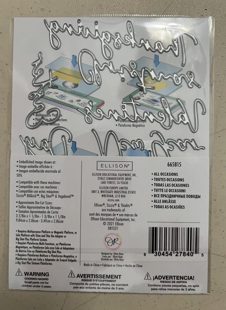 Sizzix Thinlits ALL OCCASIONS by Olivia rose metal die cuts