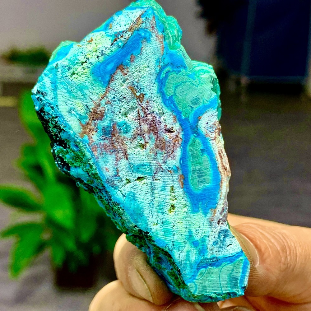 122G Natural Chrysocolla/Malachite transparent cluster rough mineral sample