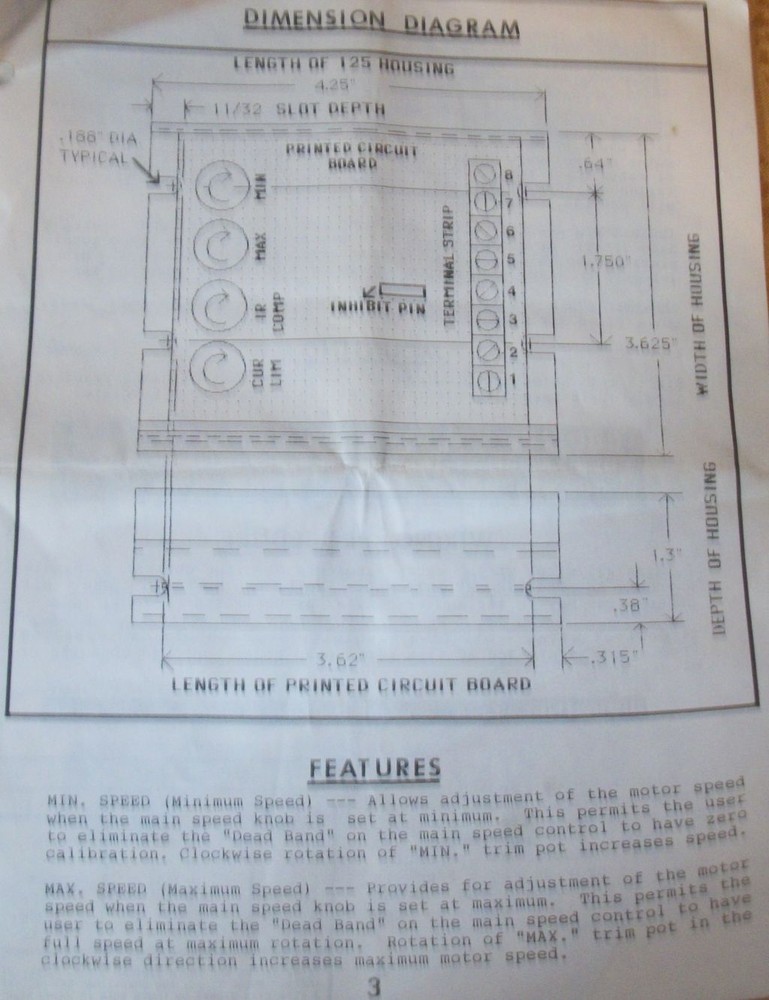 Dart Controls Instruction Manual for 125-125K Variable Speed Control