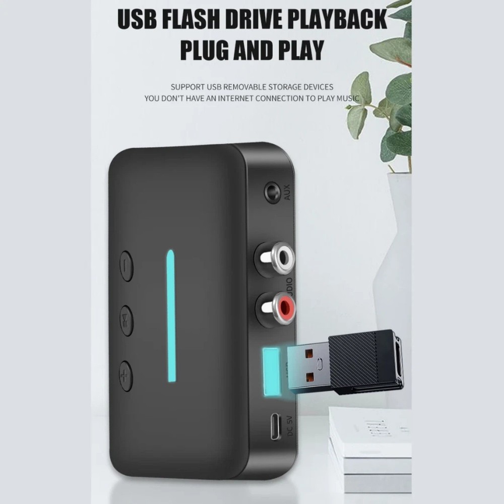 5.3 Bluetooth Audio Receiver RCA AUX Wireless Adapter with USB Drive Support