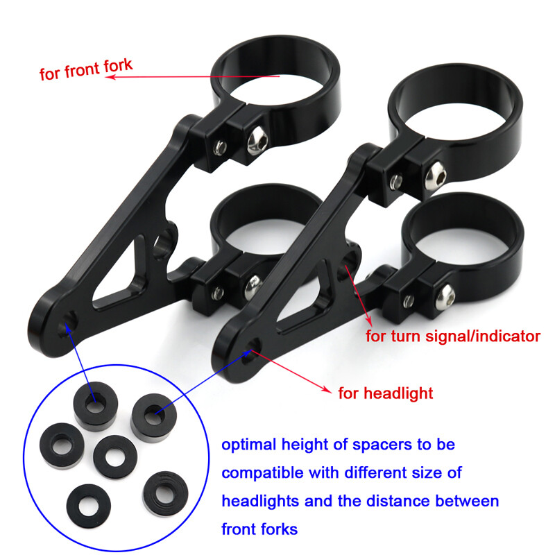 Fit For 53mm Motorcycle Front Fork Tubes LED Headlight Front Fork Holder Brack