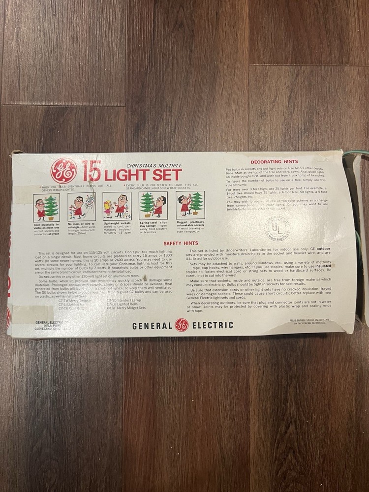 Vintage GE Christmas Bulb Light Set With Box