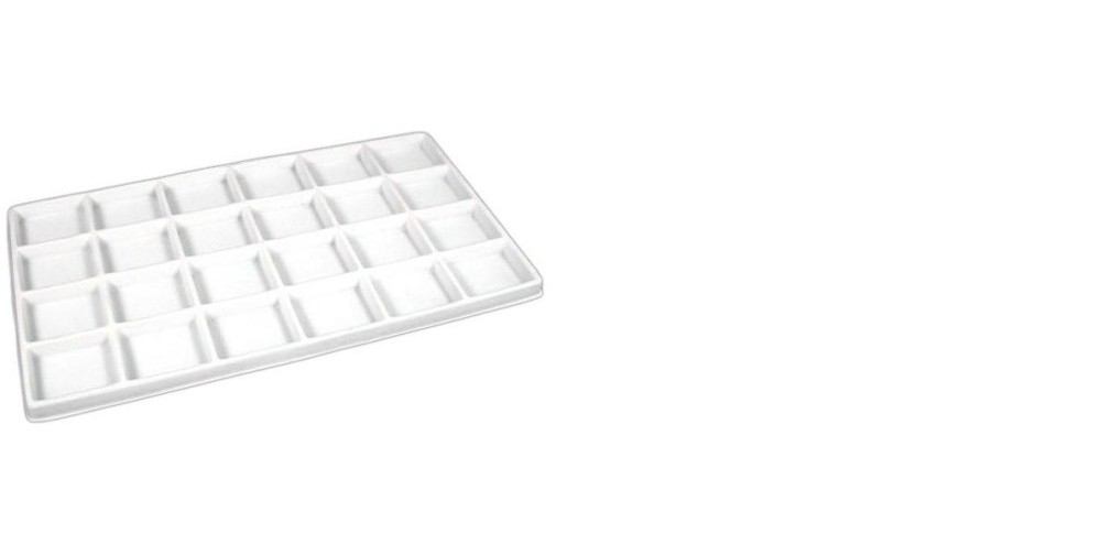 5 White 24 Compartment Display Tray Insert Flocked 14 1/8"