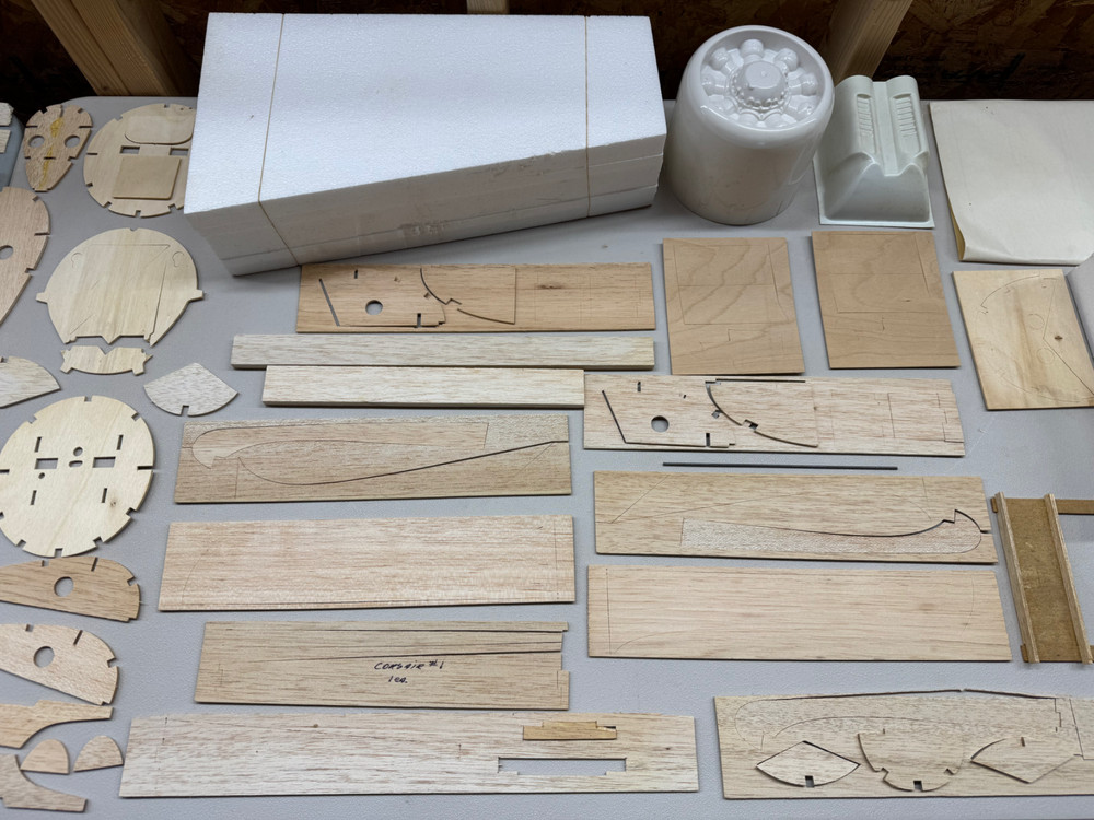 *PARTIALLY CONSTRUCTED* Dynaflite Marks Models 54" Corsair RC Airplane Kit