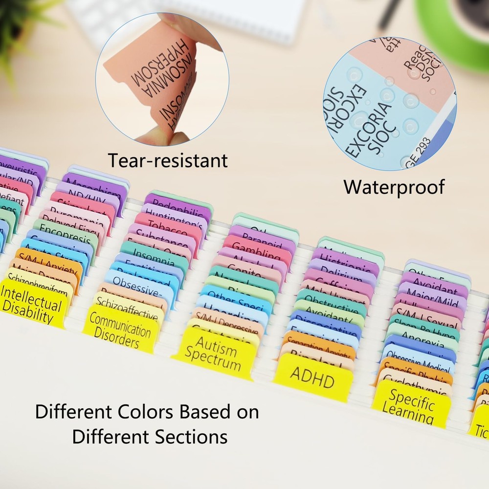 Improved Index Tabs for DSM-5-TR 2022, Color-coded & Laminated DSM-V-TR Tabs,...