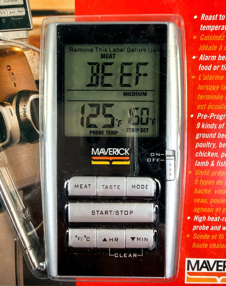 Maverick Roast Alert Thermometer & Timer with LCD Color Coded Screen - BRAND NEW