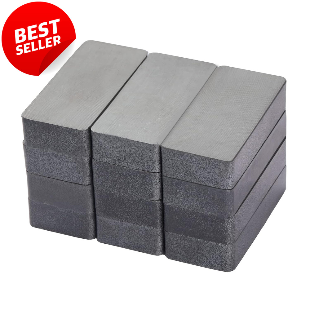 12pc Ceramic Ferrite Rectangular Magnets 1-7/8x7/8x3/8 Grade 8 Crafts US