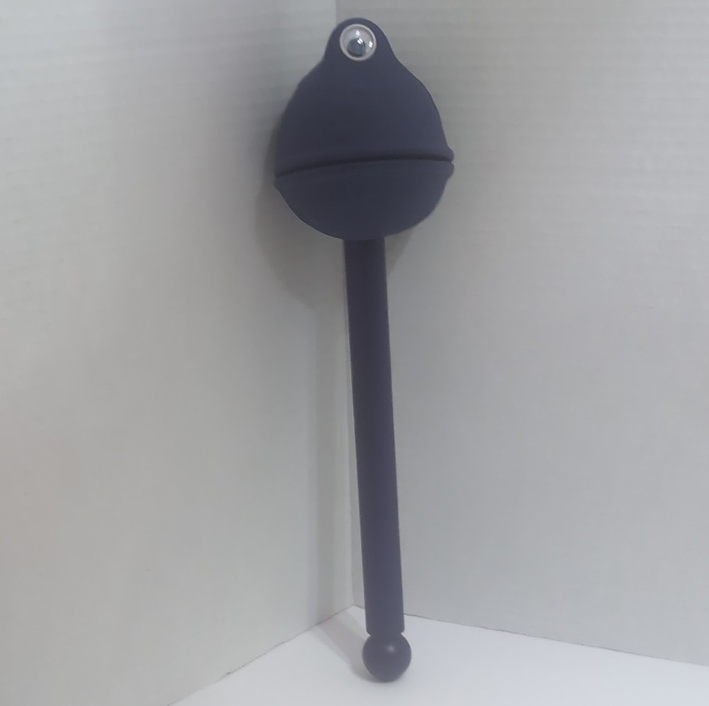 Black Hand Puppet with Movable Mouth and Rod Handle