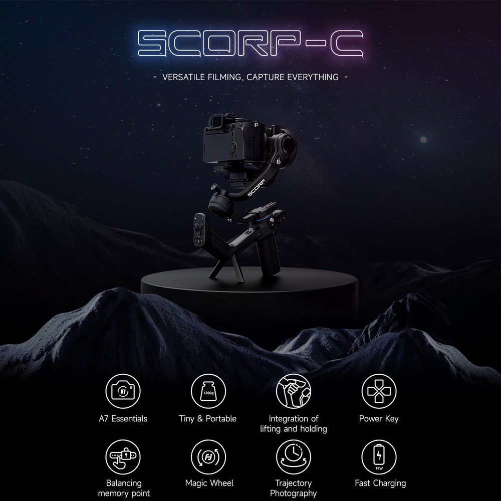 Feiyu SCORP 3 Kit 3-Axis Gimbal Stabilizer w/ AI Tracking & Handle Camera Hold