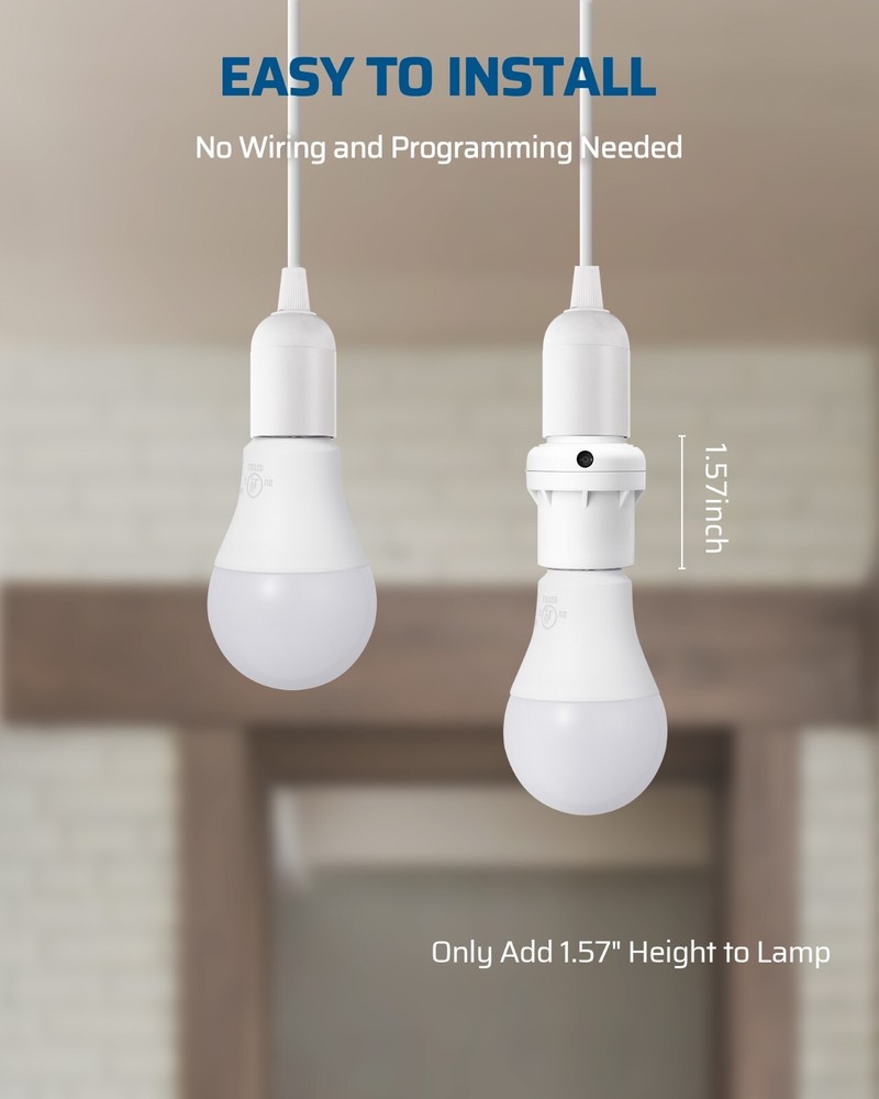 DEWENWILS 4 Pack Dusk to Dawn Light Socket Adapter, 360° Sensor Rotation, E26