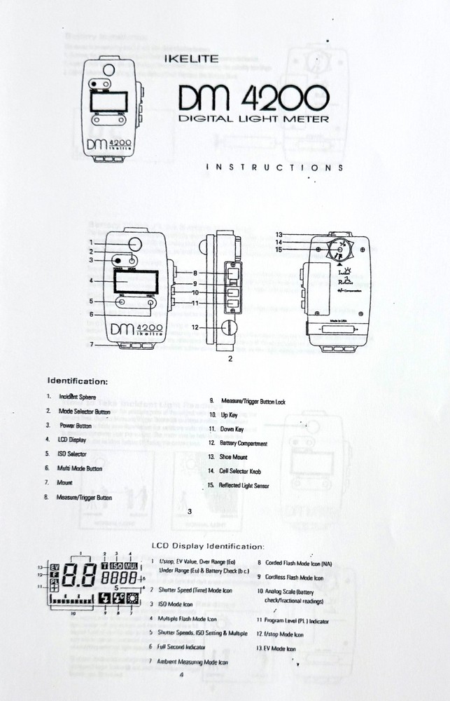 Ikelite DM 4200 Light Meter, works Underwater or Topside /Excellent Condition