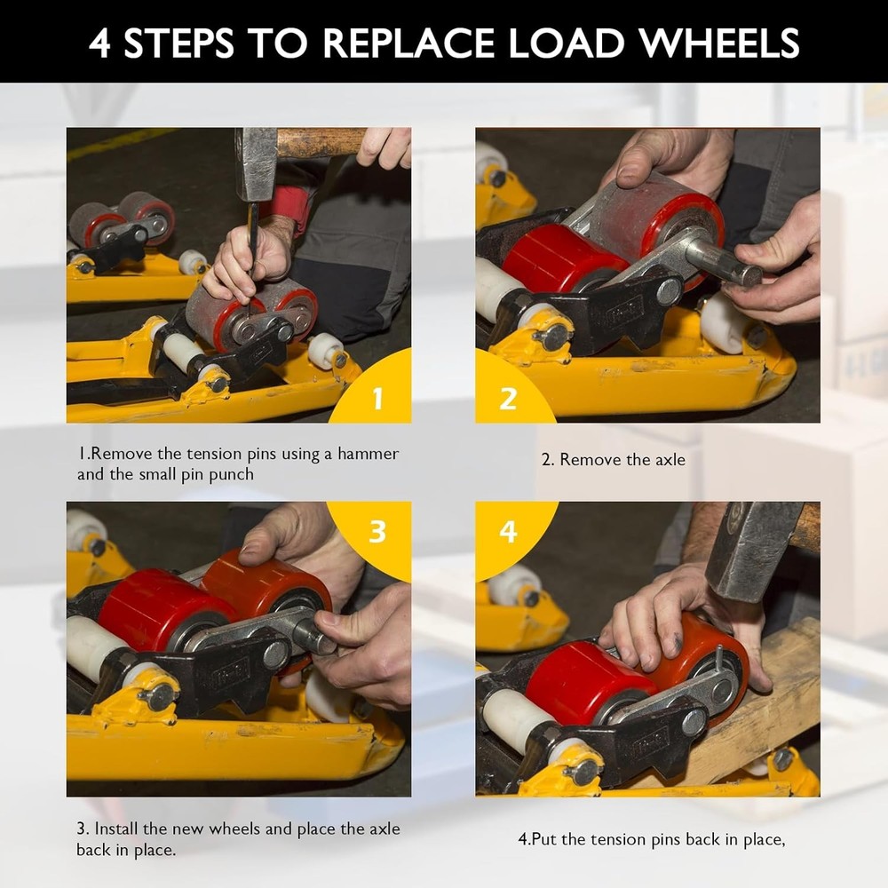 Pallet Jack Full Replacement Kit Steering Wheels 7"x2" Front Load Roller 3"x3.75