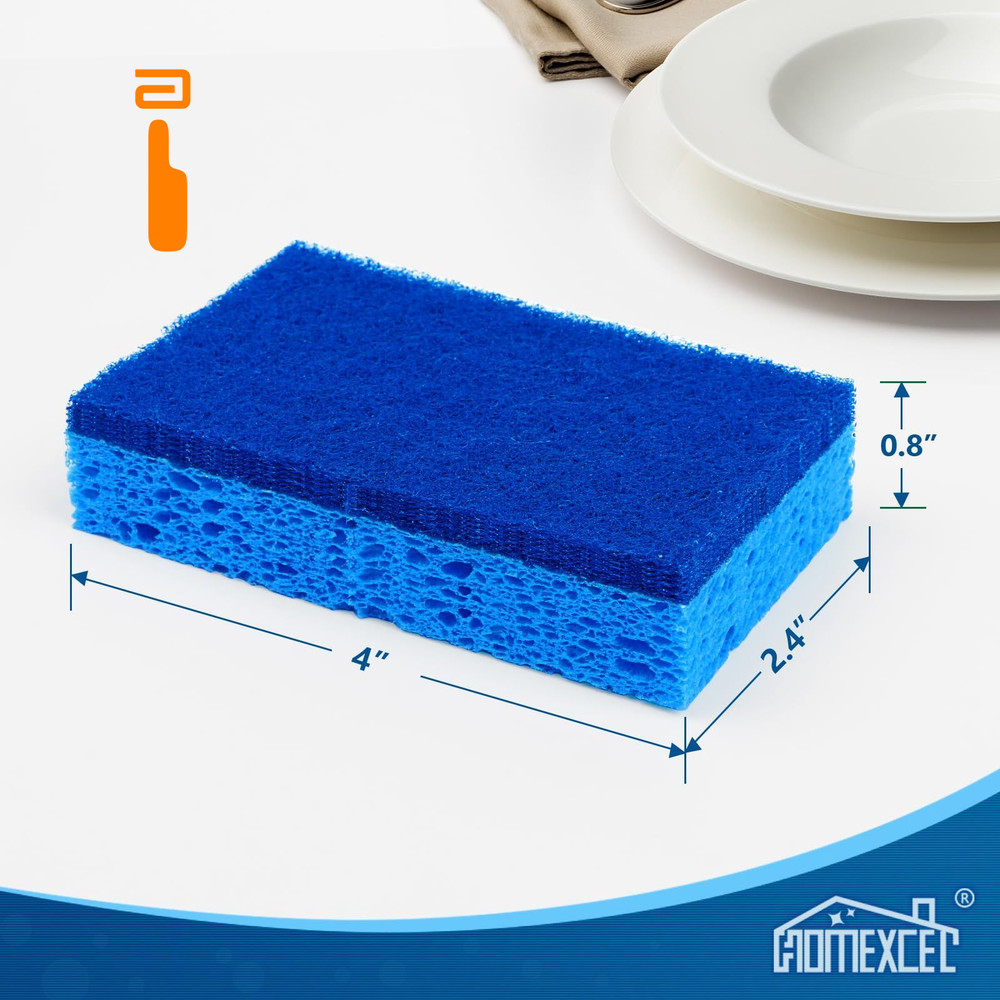 HOMEXCEL Sponges Kitchen 24pcs, Non-Scratch Scrub 24 Count, Blue-rectangle