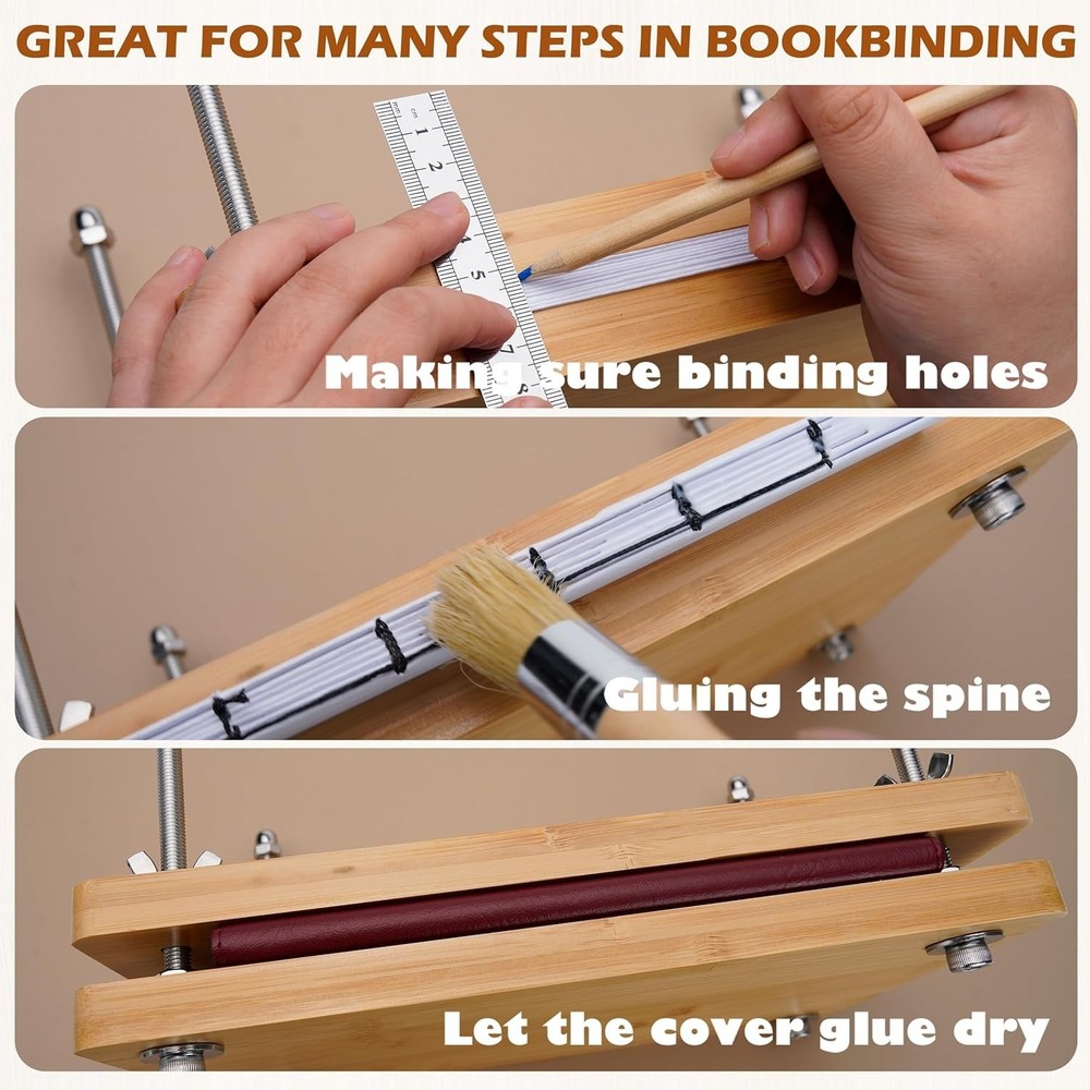 Complete Book Binding Kit with Press, Waxed Thread & Tools - 11.6 x 7.8 Inches