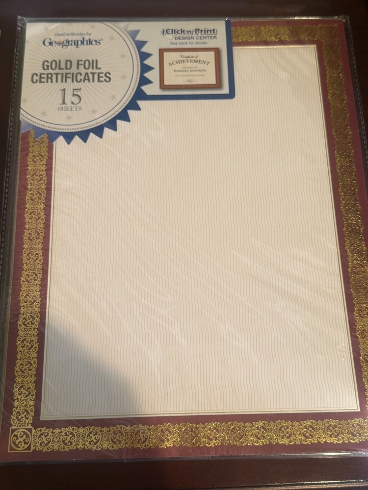 Gartner studios Foil Certificates paper (2 packs plus more)