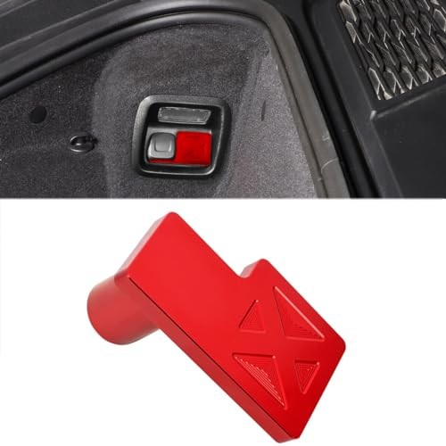 Front Trunk Button Blocker,Aluminum Emergency Storage Frunk Saver Trunk Red