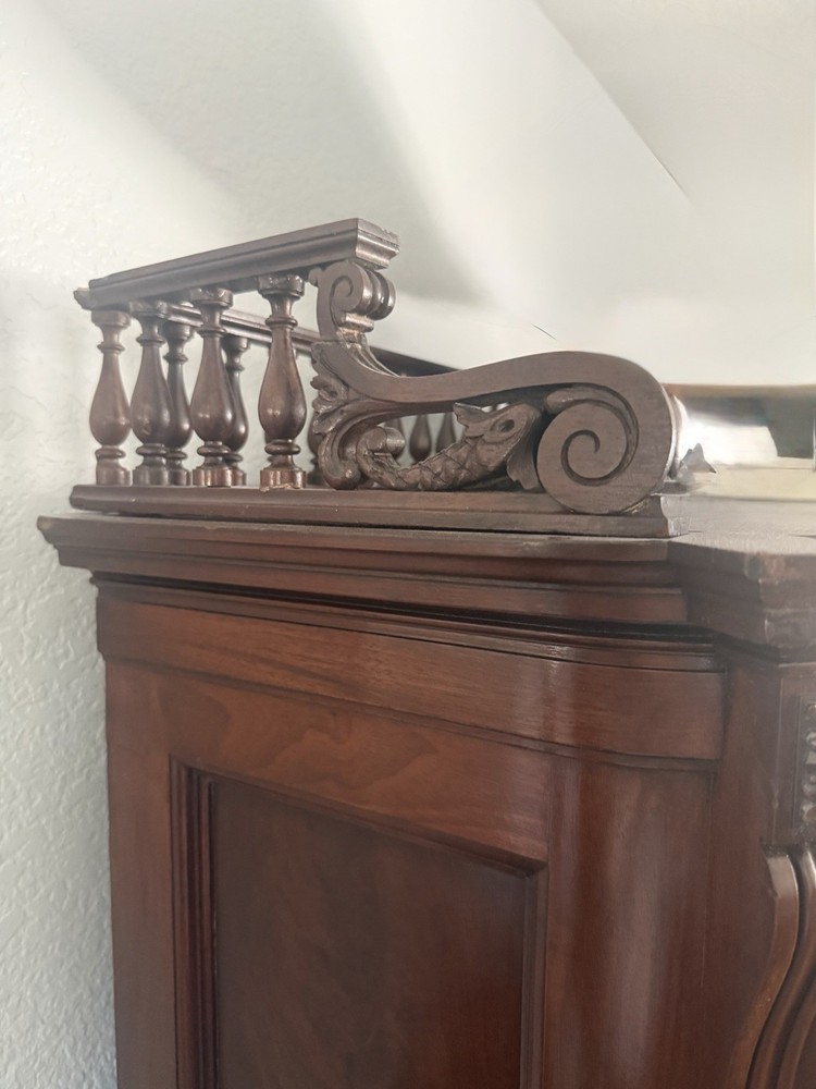 FLAME MAHOGANY DROP FRONT MECHANICAL DESK, ATTR. HERTER
