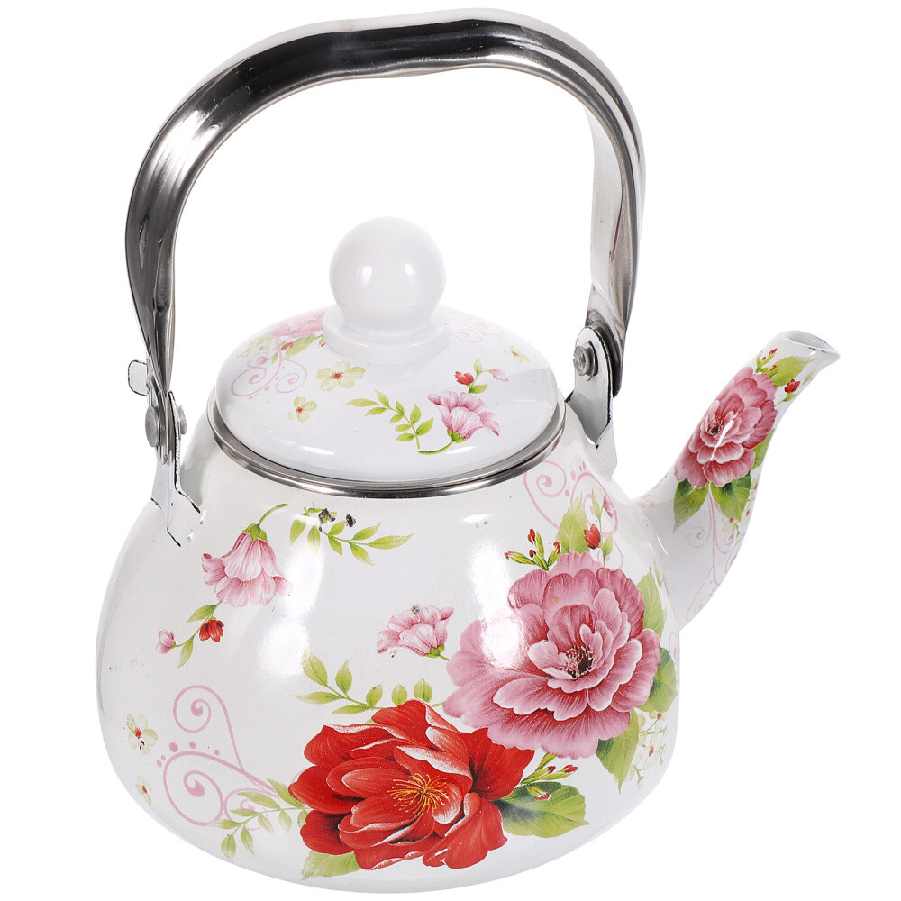 Enamel Kettle Floral Pattern Tea Kettle Stovetop Decorative Teapot Tea Kettle