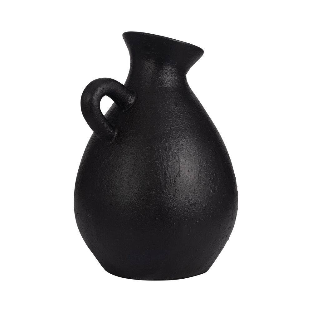 19 In. Black Terra Cotta Pitcher Decorative Vase