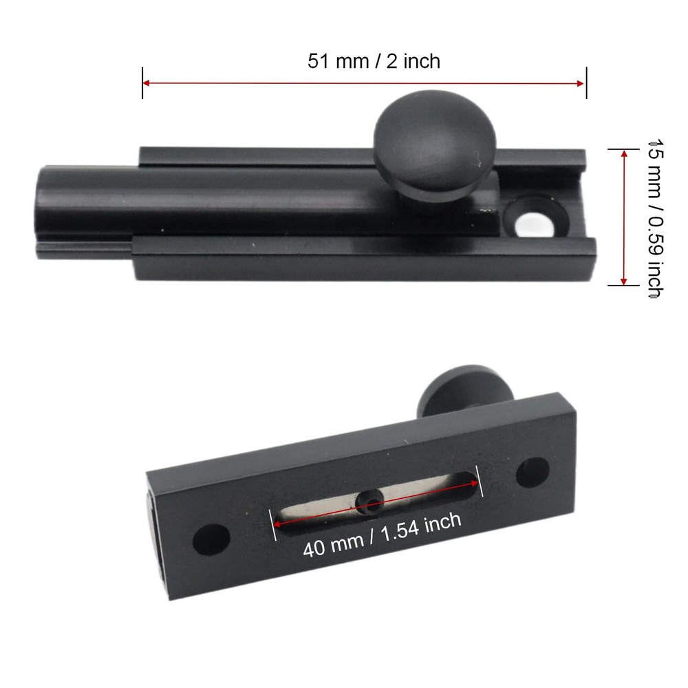Joyangy 2 Inch Solid Copper Surface Bolt, Slide Lock, 2inch, Black