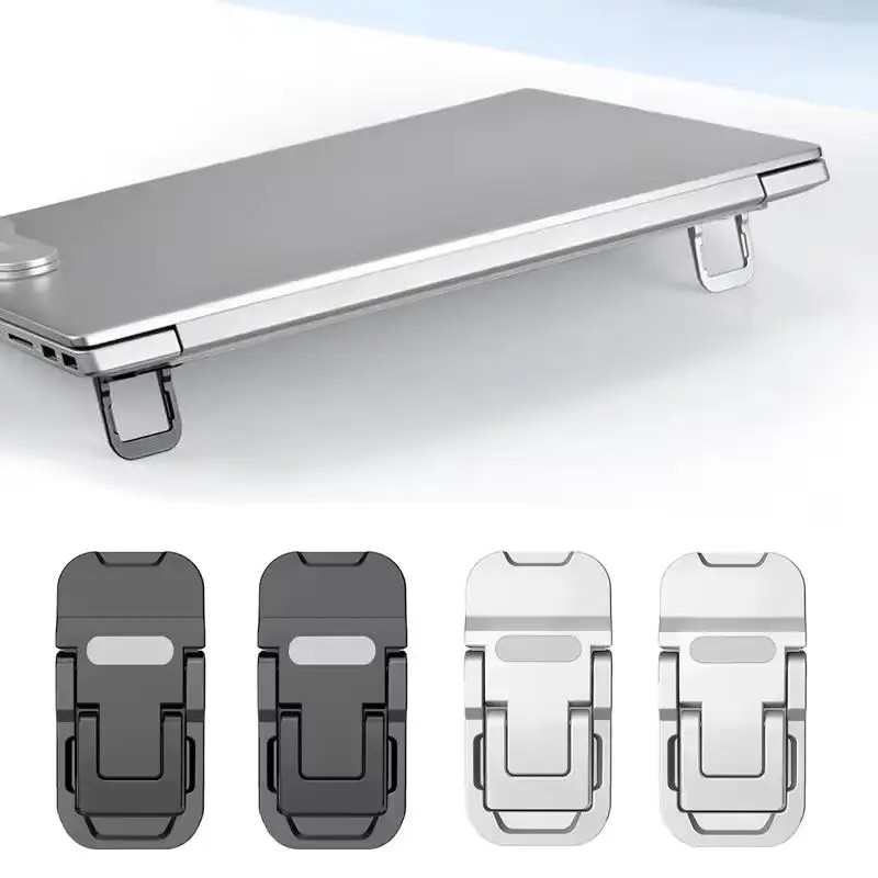 2PCS Mini Foldable Laptop Stand Portable Adjustable Self-Adhesive Notebook Riser