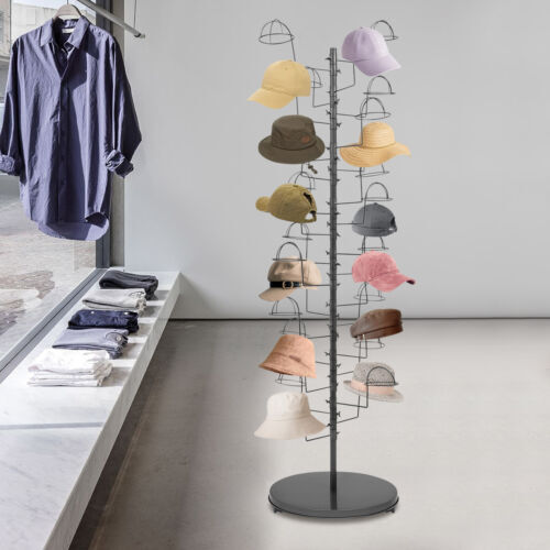 Freestanding Hat Rack Stand, Rolling Hats Display Rack, Hat Display Stand Black