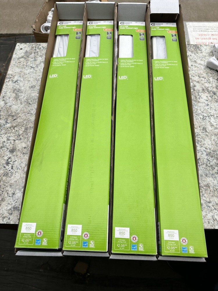 4 PACK! 24 in. LED White Direct Wire Under Cabinet Light by C.E Soft White