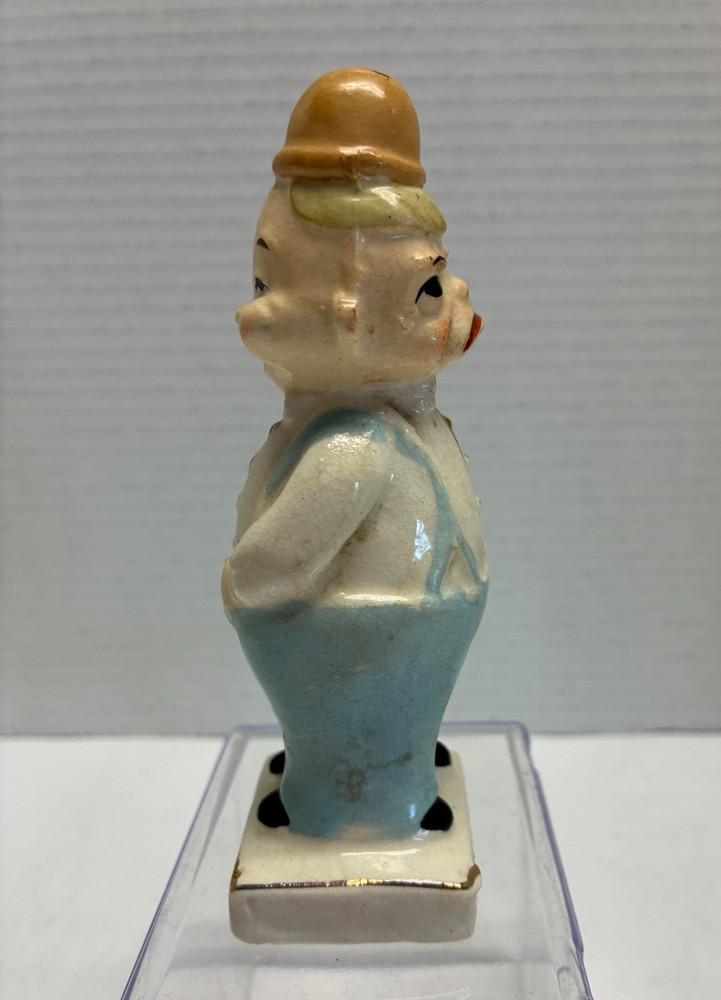 E1 Grumpy Guy/Happy Guy Ceramic Turnaround Salt & Pepper Shaker w/Stopper VTG