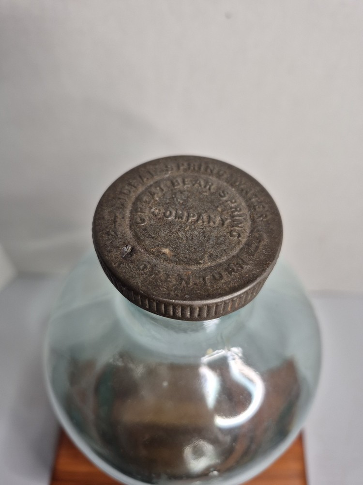 Vintage Great Bear Spring Water Bottle Five Pints With Lid "Loaned Never Sold"
