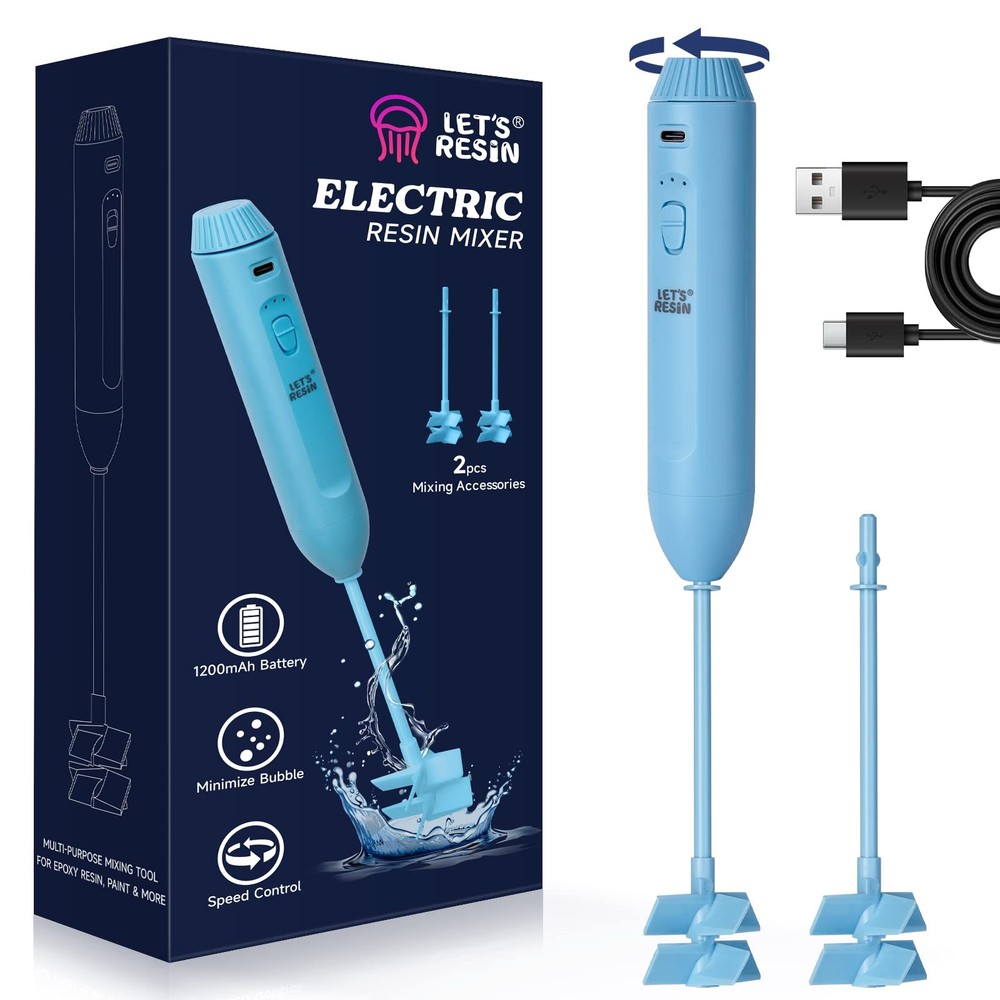 Upgraded Resin Mixer , Double Mixing Effect & Speed Control Handheld Epoxy Mi...