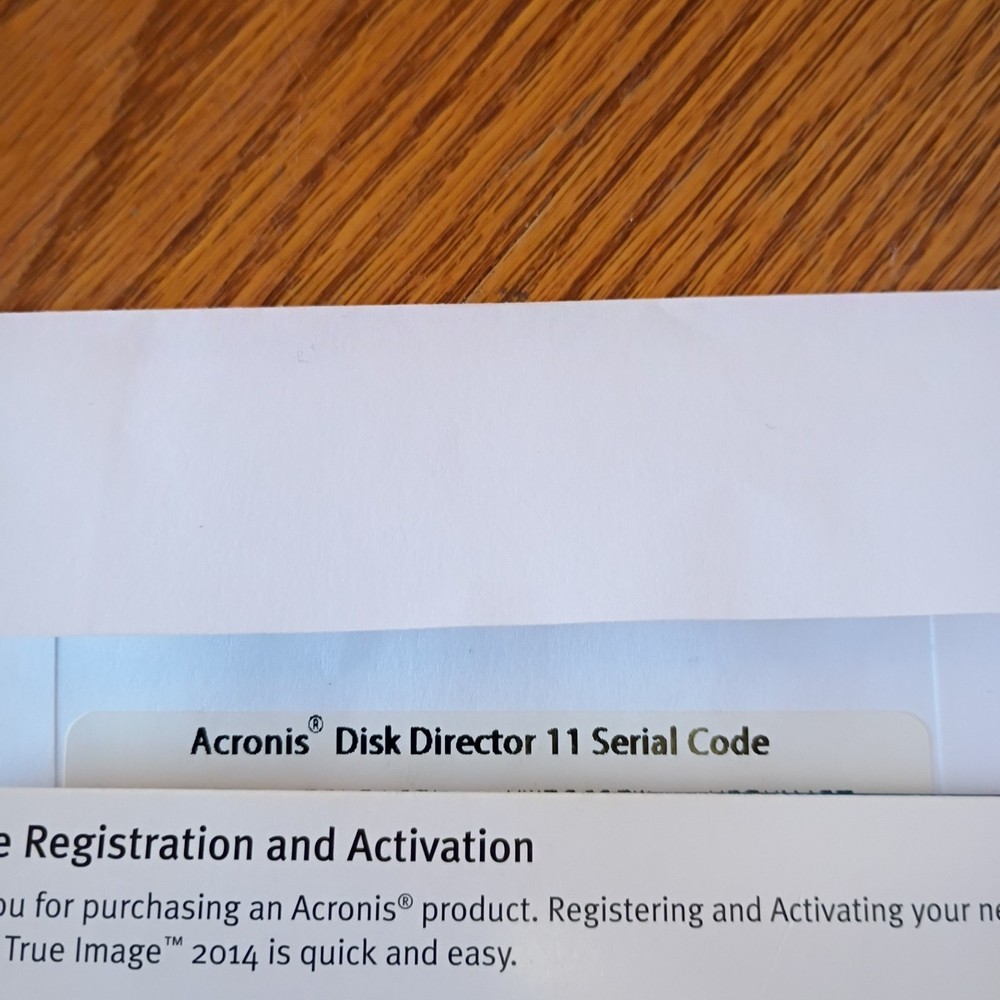 Acronis Disk Director 11 Home Partition Tool Software Disc, Serial Number