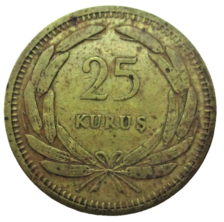 1949 Turkey 25 KURUS Coin!!
