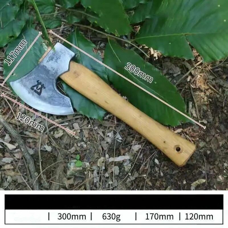 Bearded Wood Handle Mini Axe Hatchet Small Tomahawk Camping Forest Bushcraft